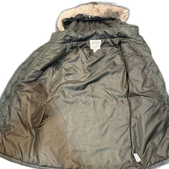 Hooded Billabong Green Faux Fur Trim Removable Hood Women's Size Large - Picture 7 of 8